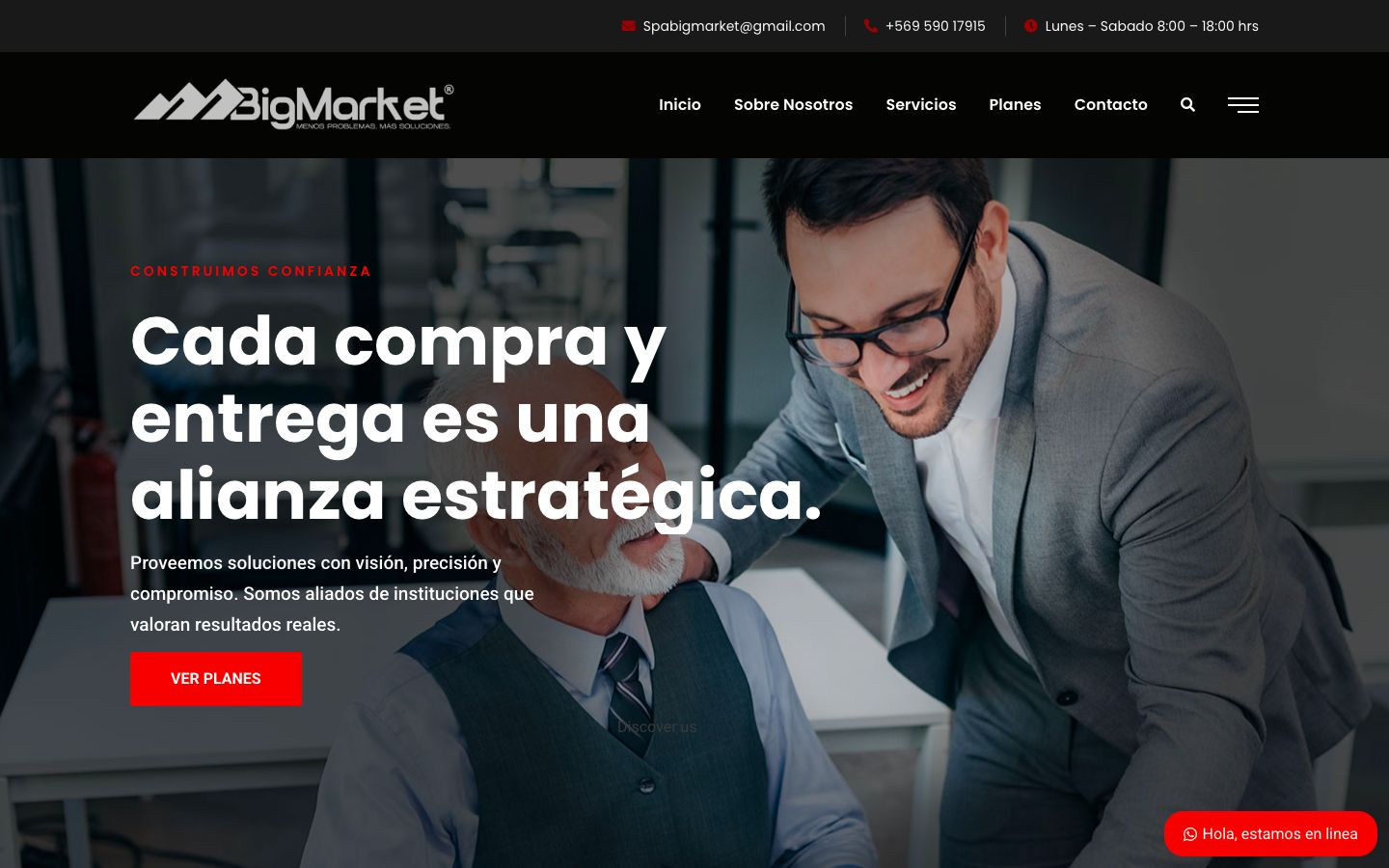Portada del sitio web de Big Market SPA
