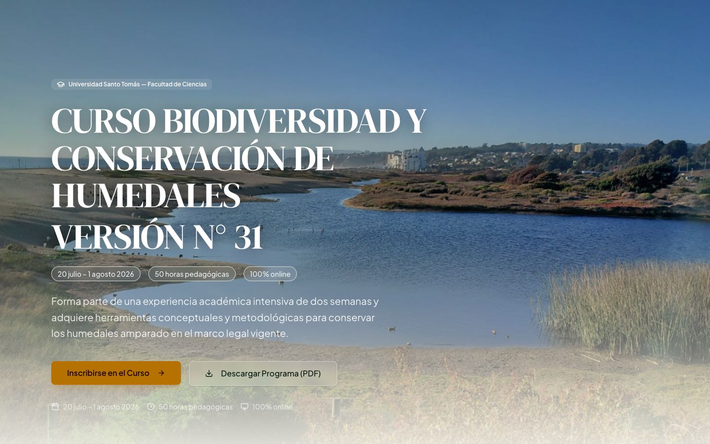 Portada del Curso Biodiversidad y Conservación de Humedales