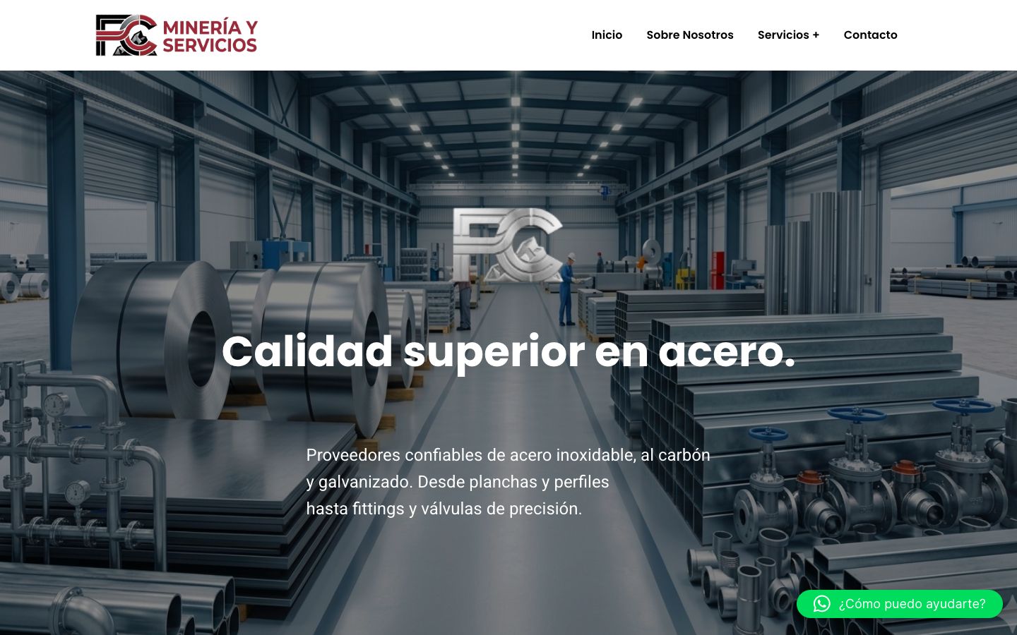 Portada del sitio web de FC Minería y Servicios